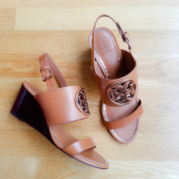 Tory Burch Wedge Heel Logo Sandals - Picture 4 of 11